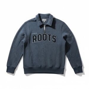 78. Roots Applique Half Zip Stein Navy Blue Size S